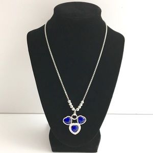 Silver Stainless Steel Necklace in Navy Blue 3